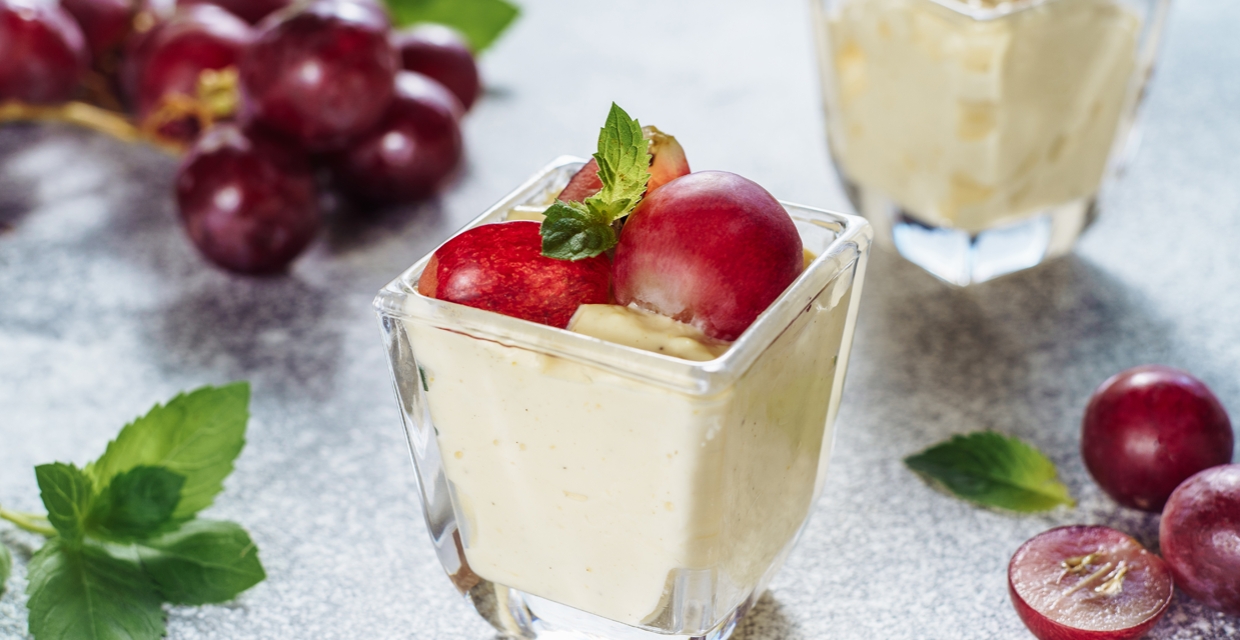 Mousse de Baunilha com Uvas