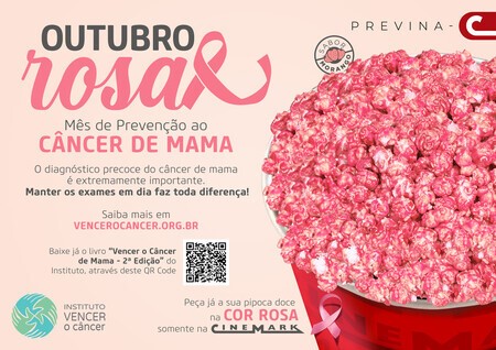 Cinemark lança pipoca sabor morango para Outubro Rosa